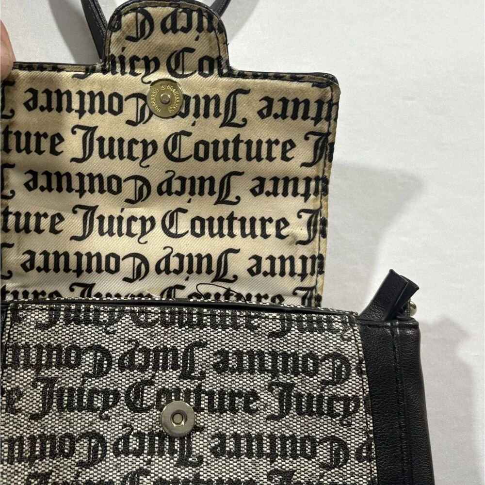 Juicy Couture Purse Women Black Gray Y2K The Day Satchel Monogram Crossbody Bag